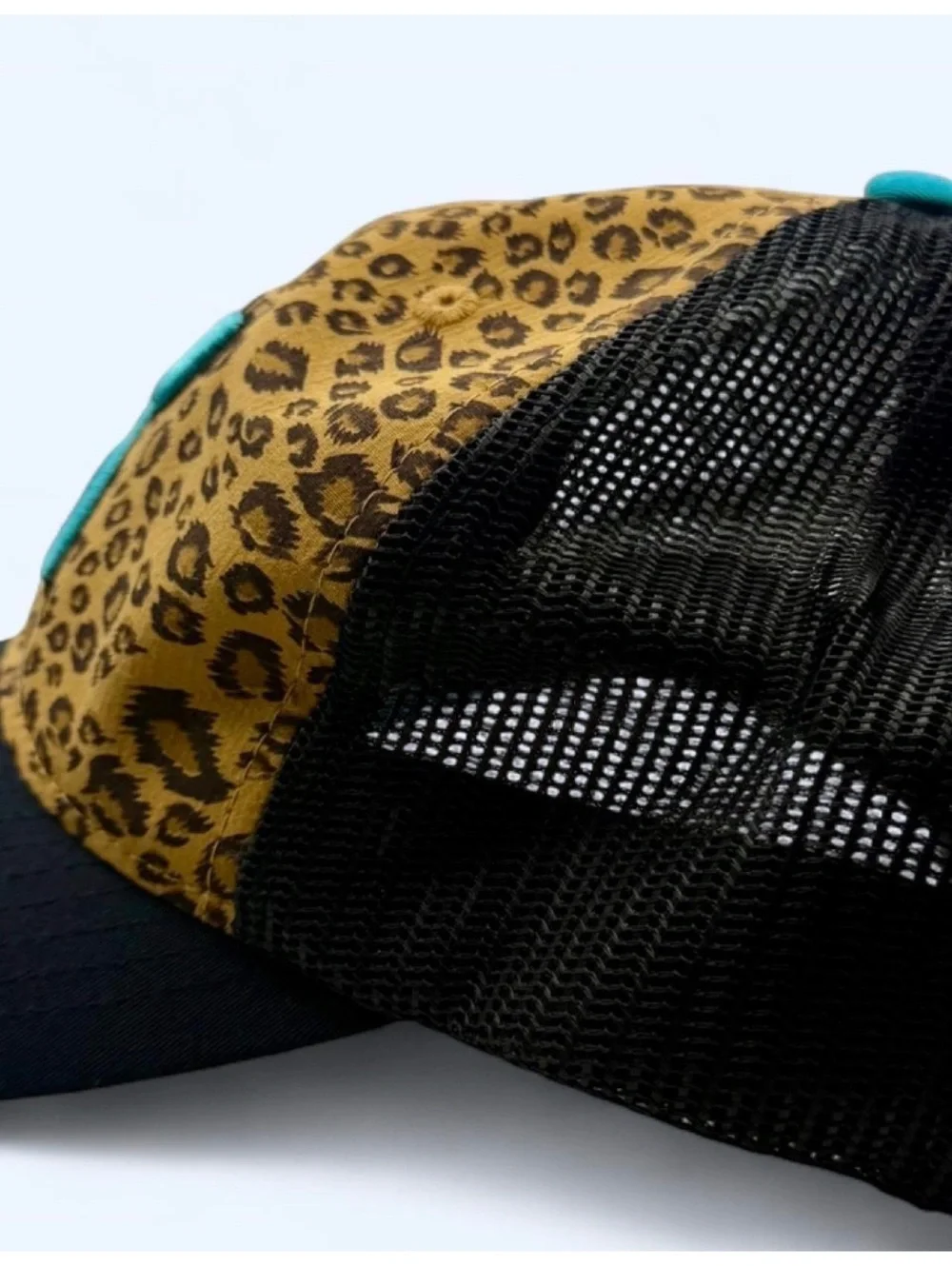 Hooey Leopard Print Trucker Hat Black Turquoise Snapback Western Cap